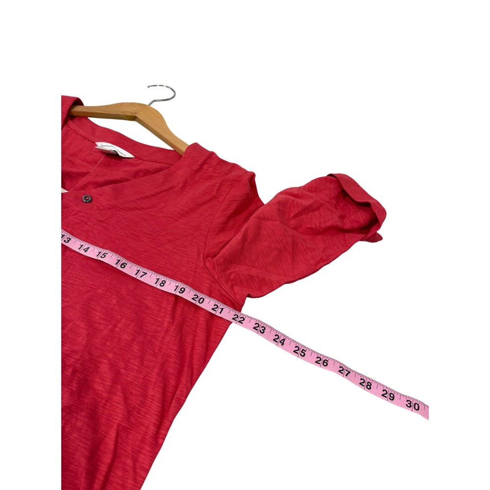 Christopher & Banks Womens XL Red Slub Knit Henley 3/4 Roll Tab Sleeve Top NWT - Picture 5 of 6